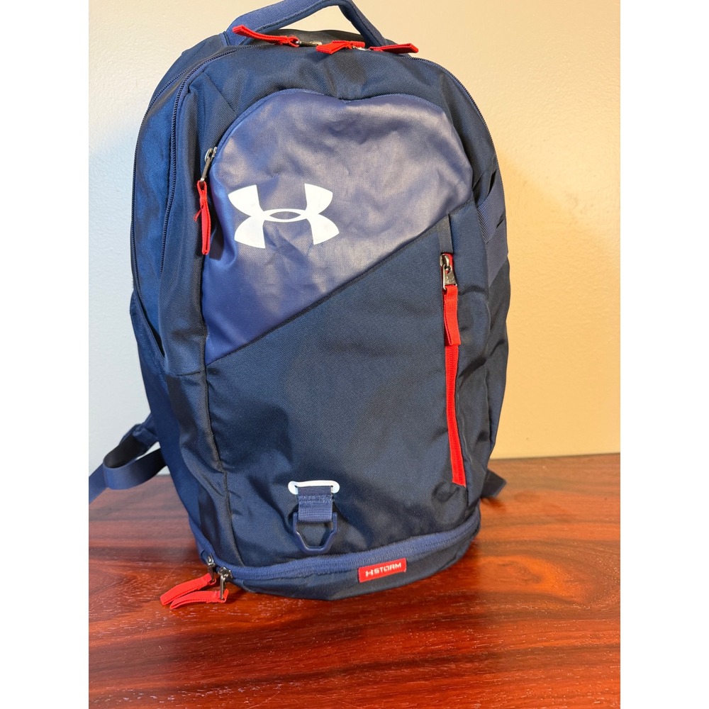 Under Armour Storm Hustle 4.0 Backpack Navy Blue Red 1342651 OSFA